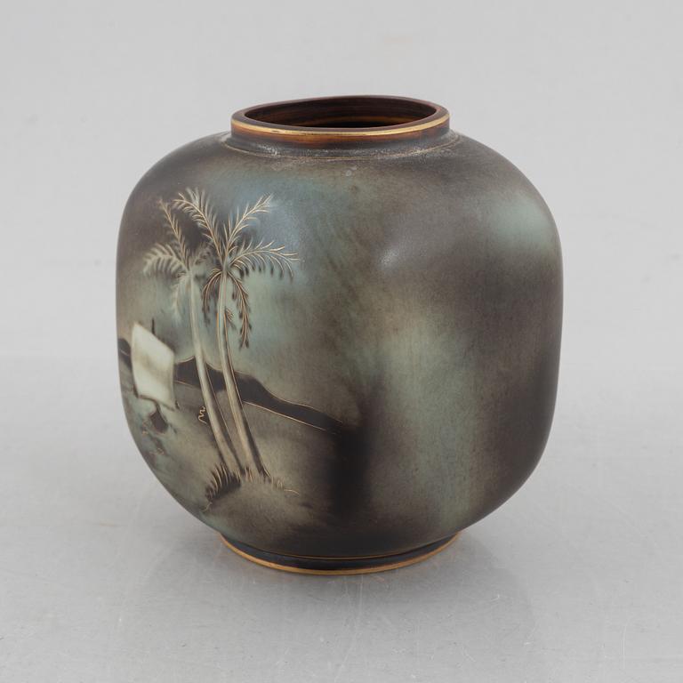 Gunnar Nylund, vas samt fat, "Flambé", Rörstrand-Lidköping, 1930-40-tal.