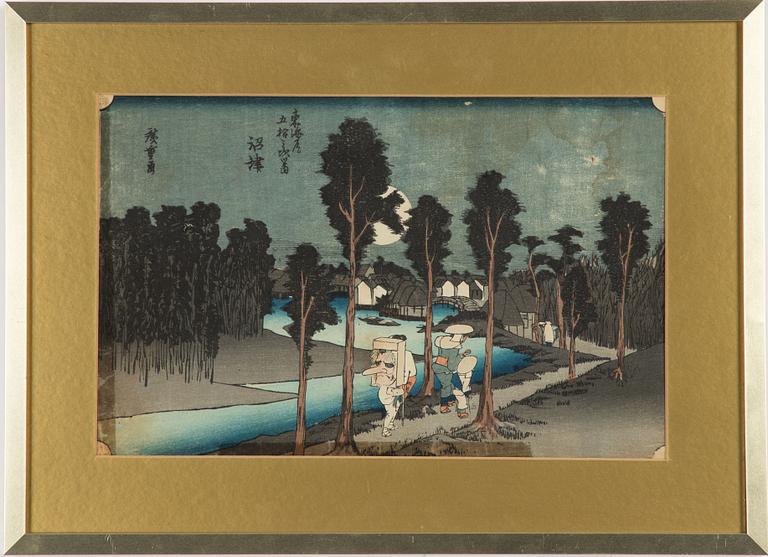 Ando Utagawa Hiroshige, efter, träsnitt, troligen omkring 1900.