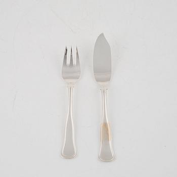 A Danish Silver Fish Cutlery, 'Old Danish', Cohr, with Swedish import mark (24 pieces).