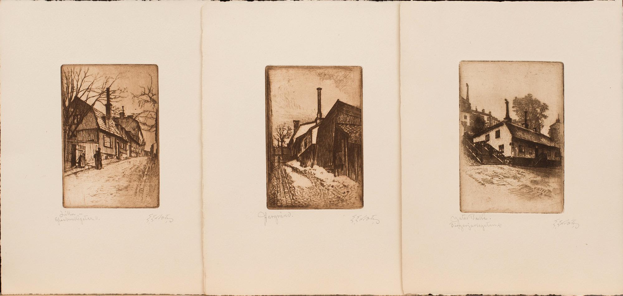 ERIK EKROTH, 10 st, etsningar, signerade.