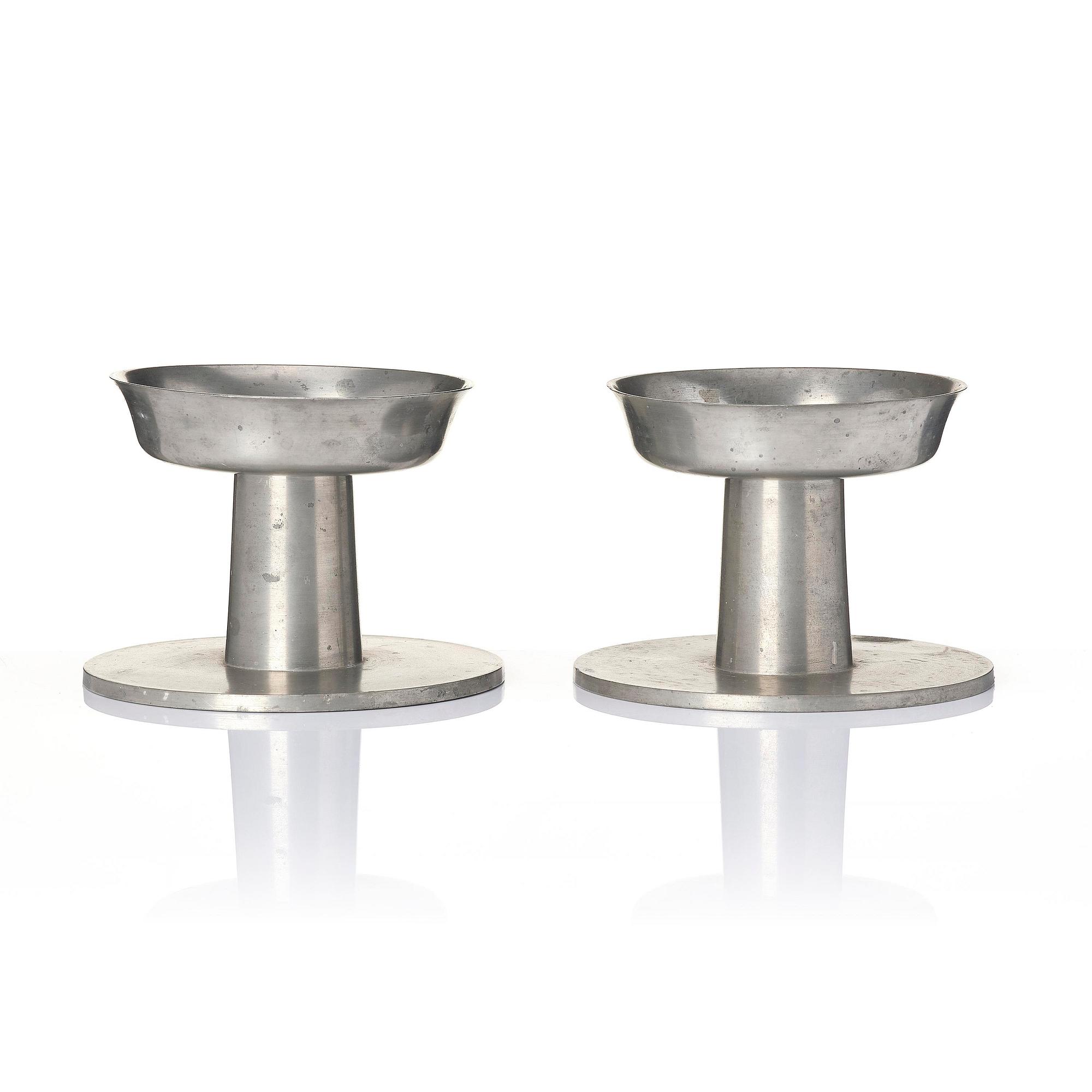 Björn Trägårdh, a pair of pewter candlesticks, Firma Svenskt Tenn, Stockholm, 1930.