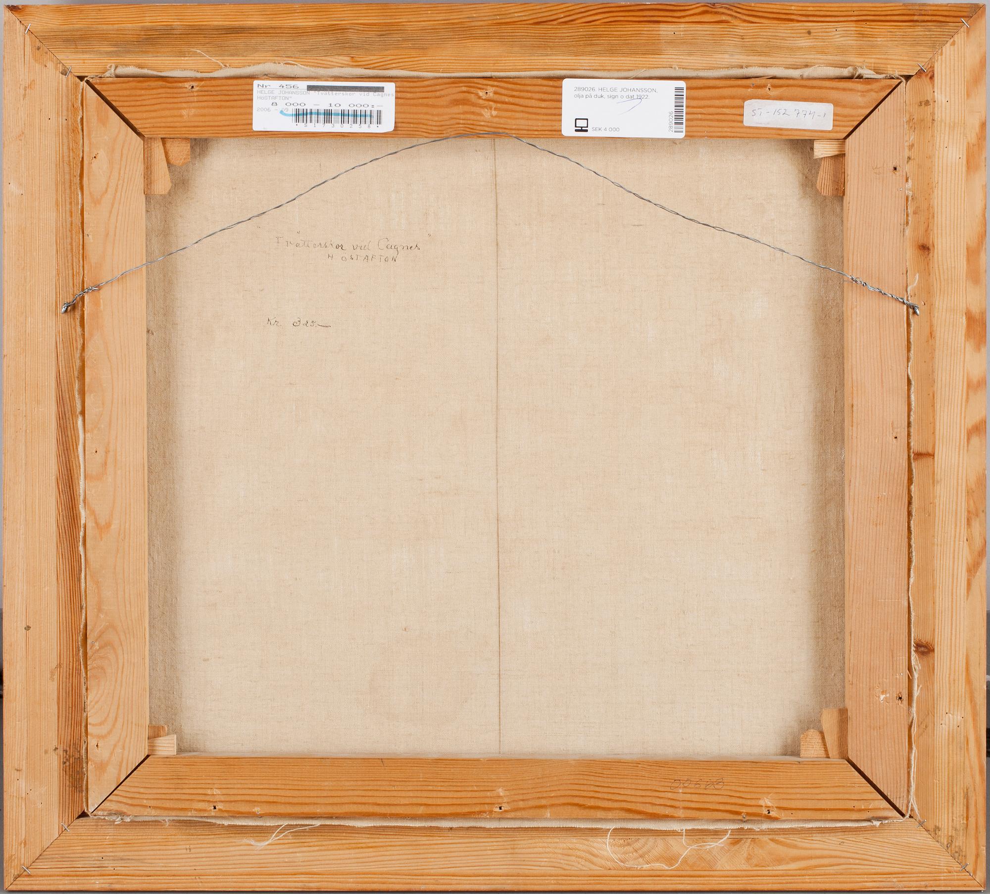 HELGE JOHANSSON, olja på duk, sign o dat 1922.