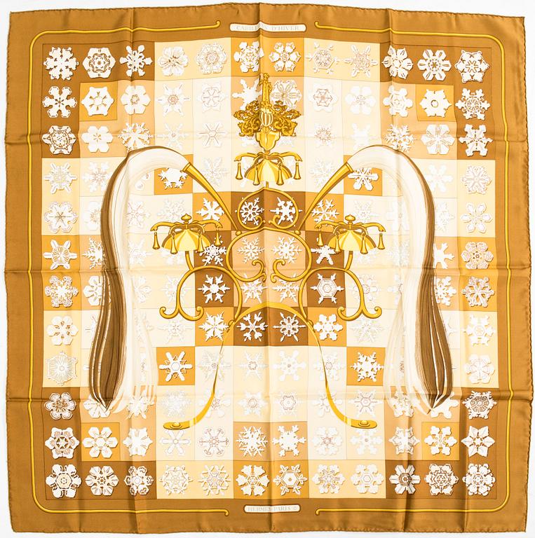 Hermès, a 'Carillons d'Hiver' silk scarf.