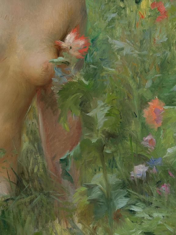 Julius Le Blanc Stewart, Poppy field with resting model.