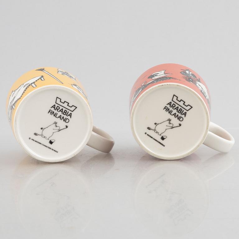 Two Moomin mugs, Arabia, Finland, 1990-1999.