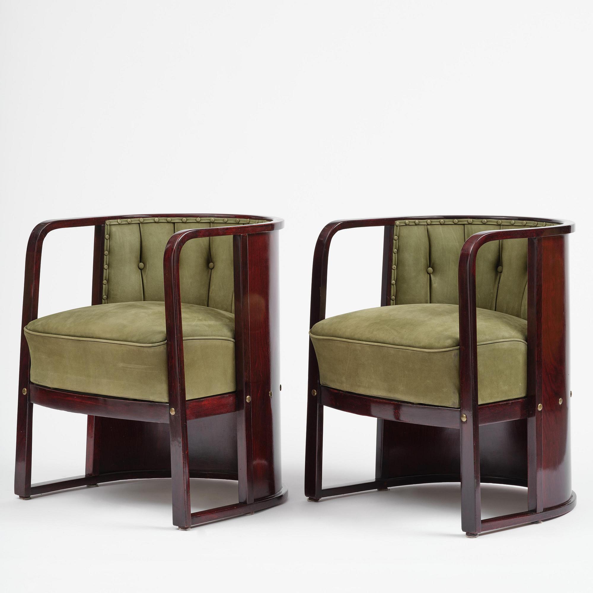 Josef Hoffmann, salongsmöbel, fyra delar, modell 421/428, Jacob & Josef Kohn, Wien, 1900-talets början.