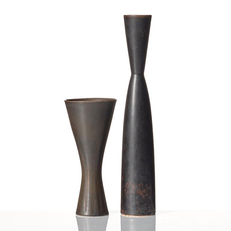 Carl-Harry Stålhane, a set of 11 stoneware vases, Rörstrand, Sweden 1950-60s.