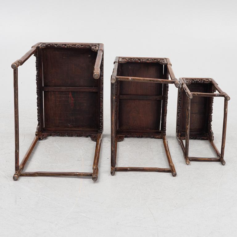 A Chinese nesting table, three pieces, early 20th century.