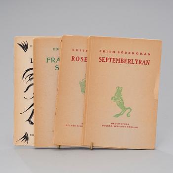 EDITH SÖDERGRAN, 4 volumes, first edition, Holger Schildts förlag, Helsinki.