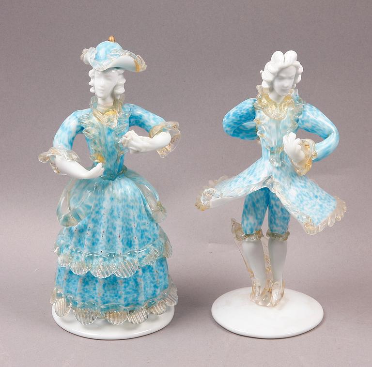 FIGURINER, ett par. Glas. Murano, Italien.