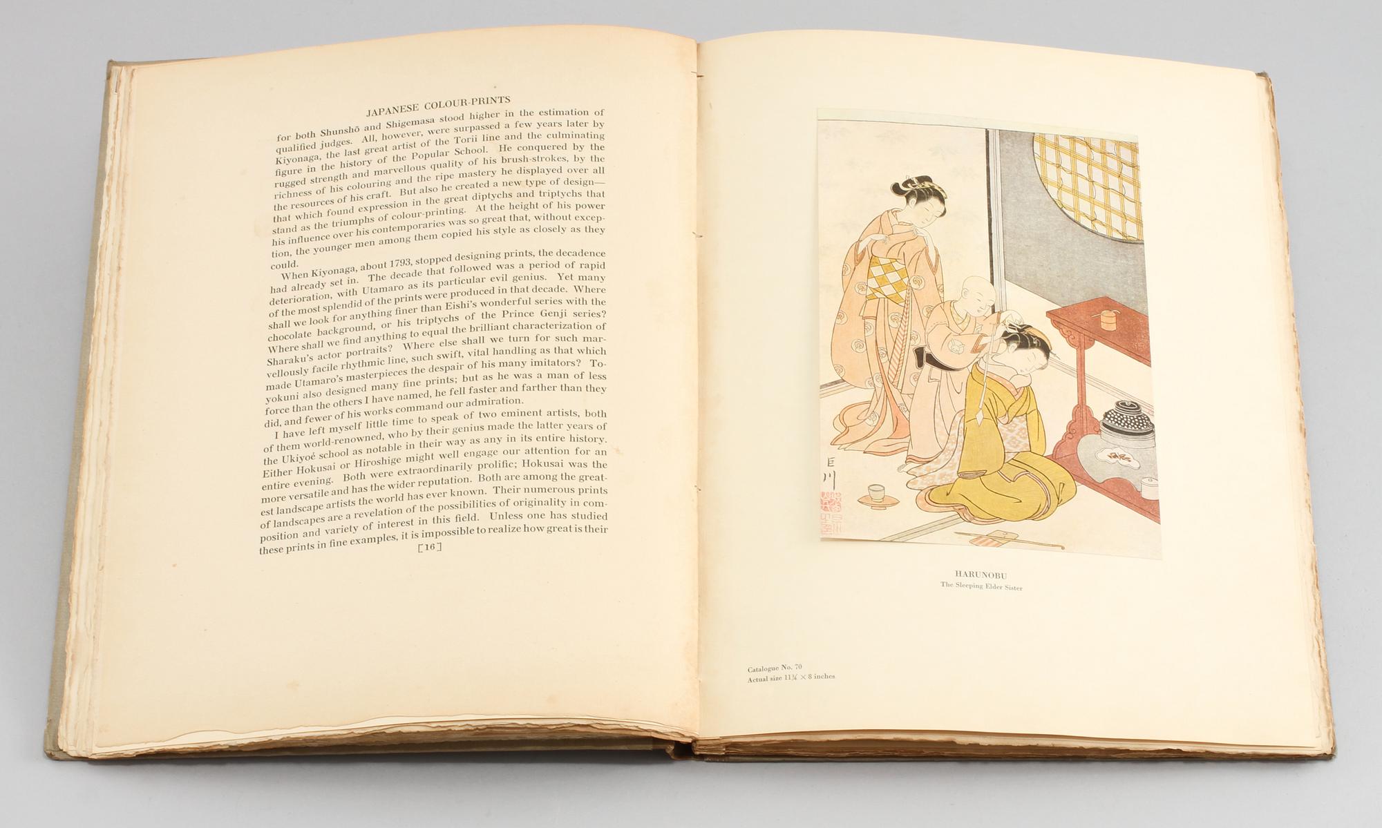 BOK, "Japanese Colour-Prints and Their Designers" Frederick William Gookin samt TRÄSNITT, 12 st, Japan, 1900-tal.