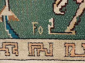CARPET. Knotted pile (Flossa). 543 x 307,5 cm. Signed Fo SY (?) 1927 (Einar Forseth).