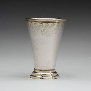 A Swedish 18th century parcel-gilt beaker, mark of Pelle Sellstedt, Sundsvall 1765.
