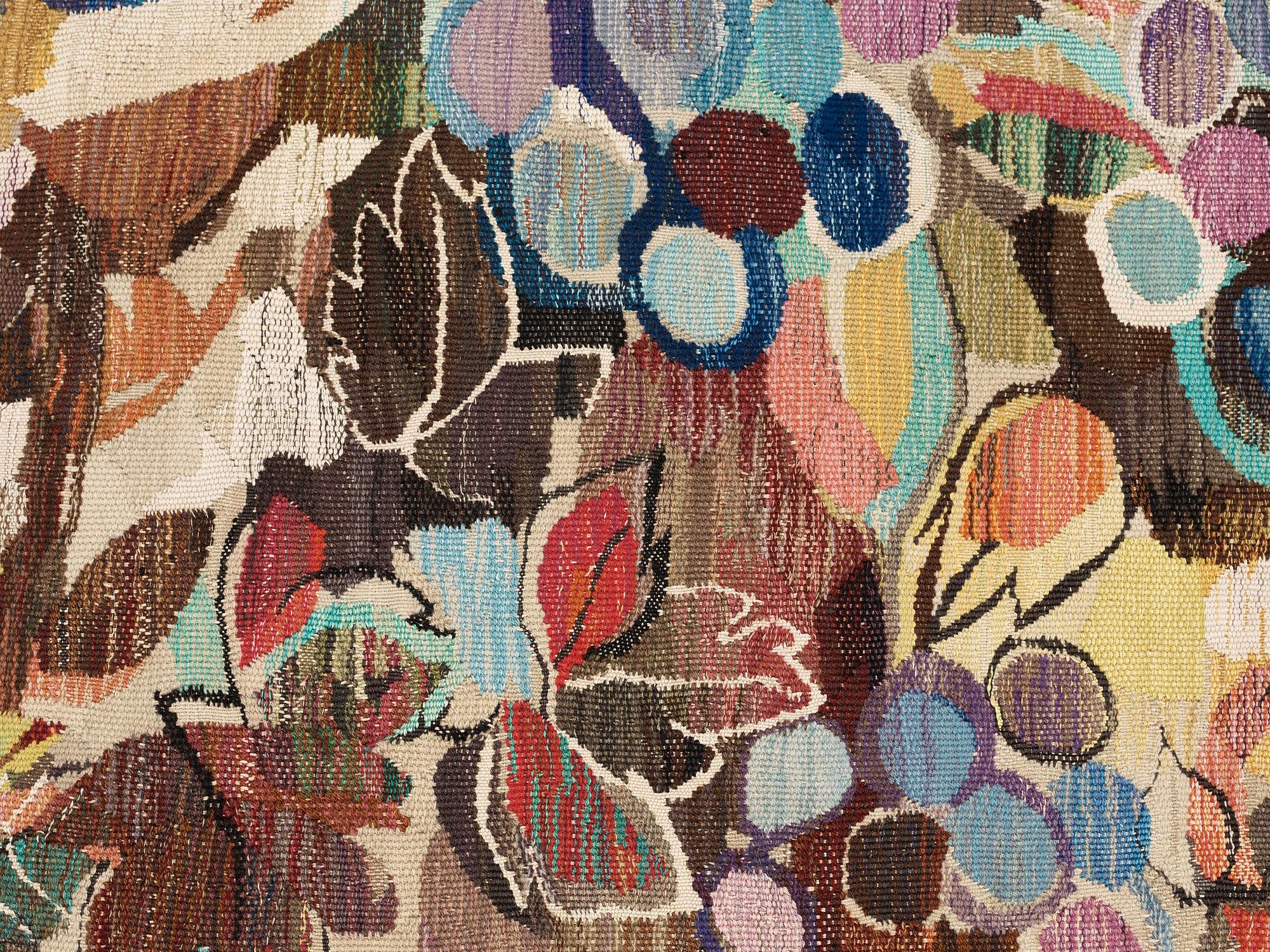 TAPESTRY. "Vindruvor". Tapestry variant. 117 x 194,5 cm. Signed AB MMF BS.