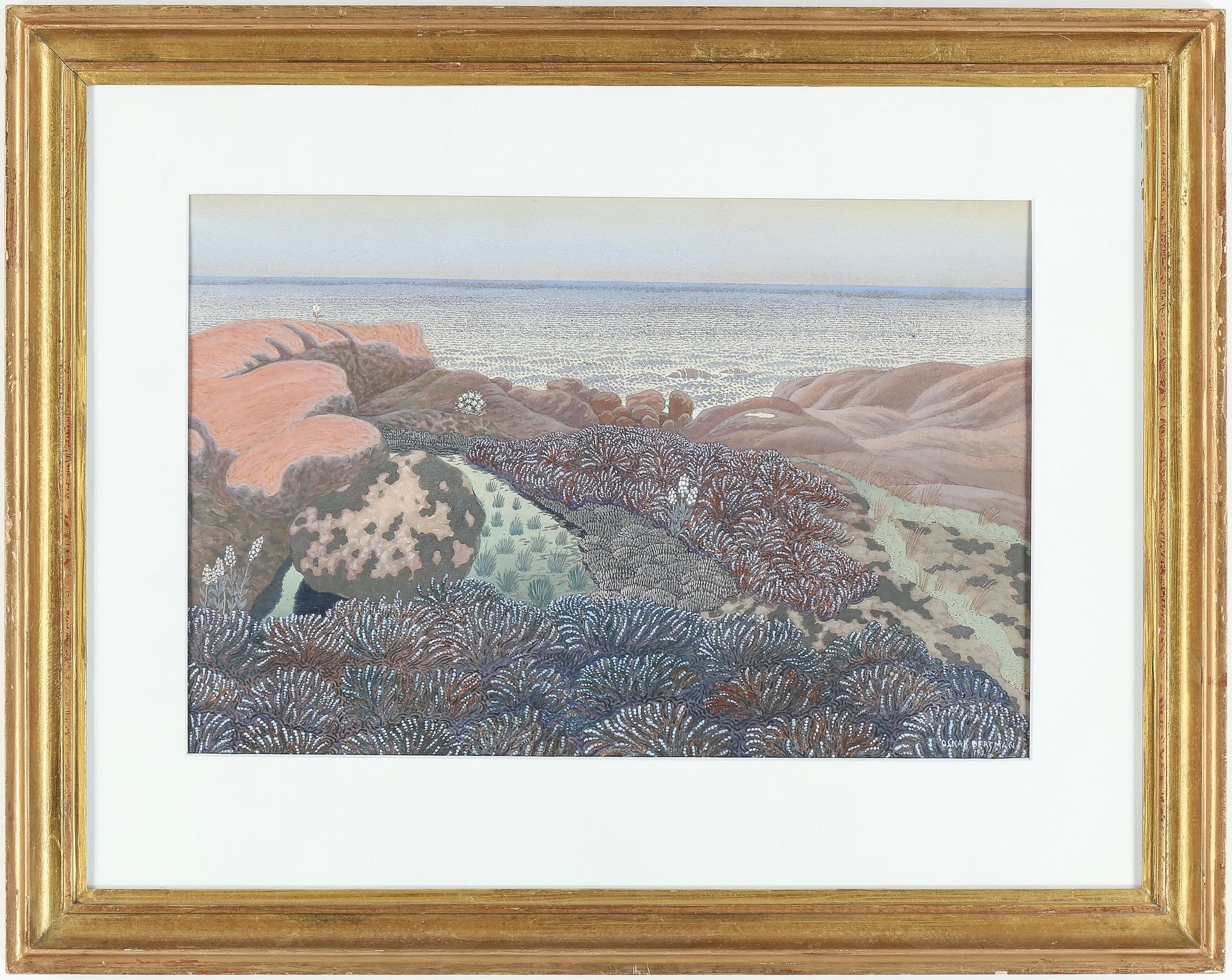 OSKAR BERGMAN, gouache, signerad.
