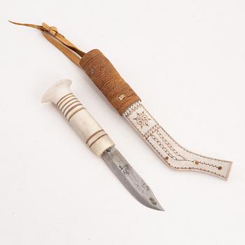 A reindeer horn knife by EP Poggats, signed, before 1965.