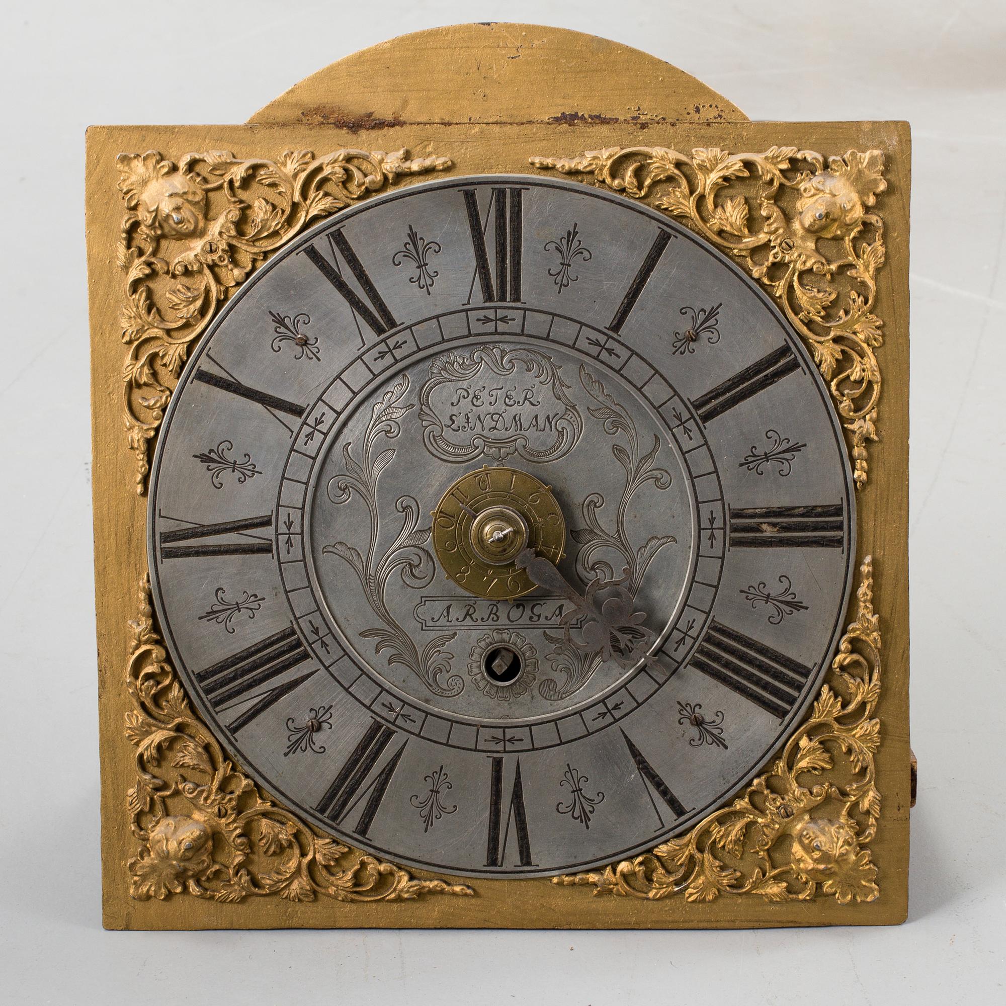 A long case clock, Peter Lindman Arboga Sweden, 18th century.
