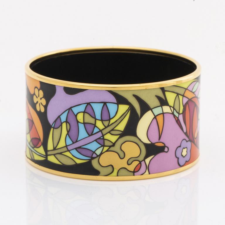 Frey Wille, an 'Ode to Joy of Life Paradise Moonlight' enamel and gilt metal bangle, Austria, c 2012.