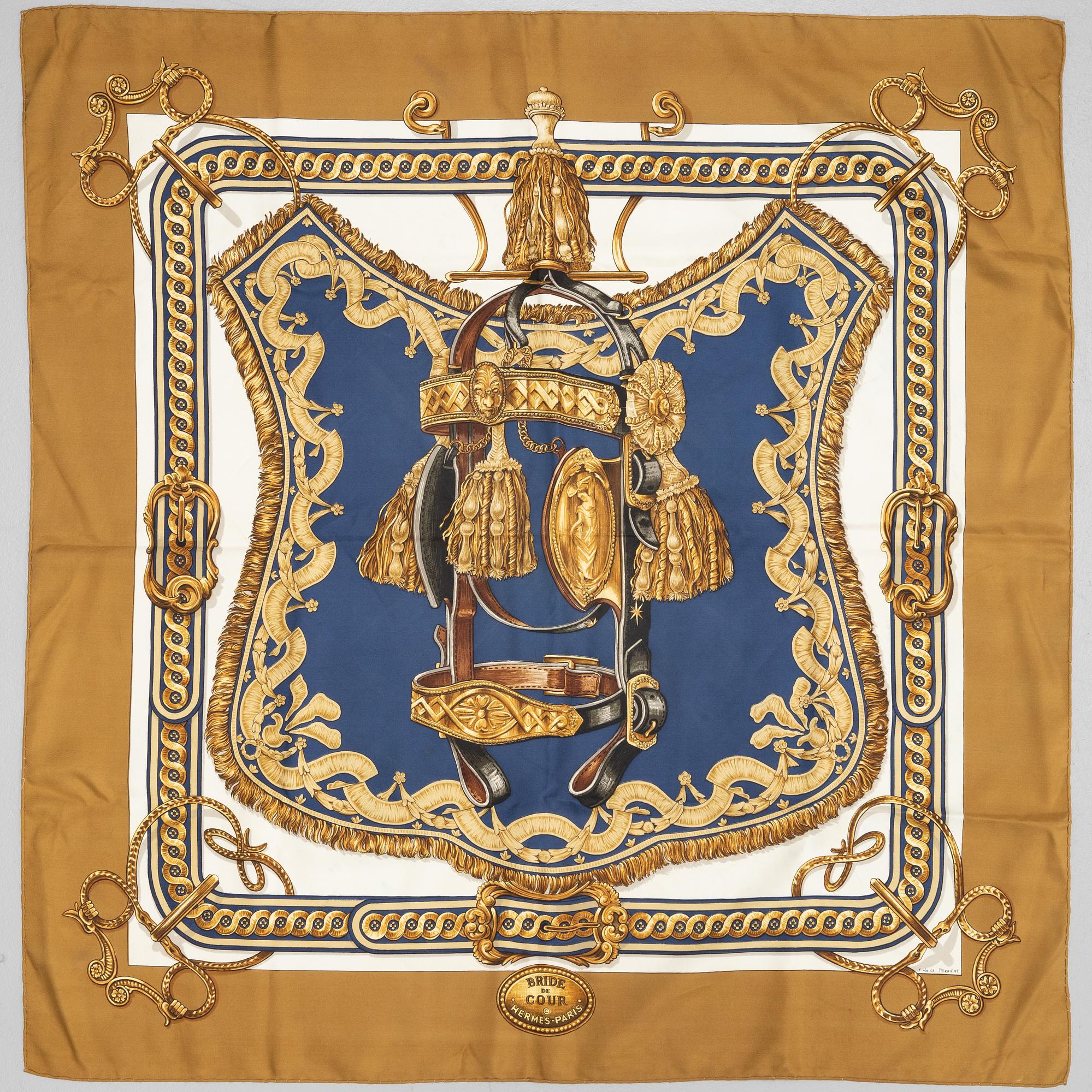 Hermès, two silk scarves.