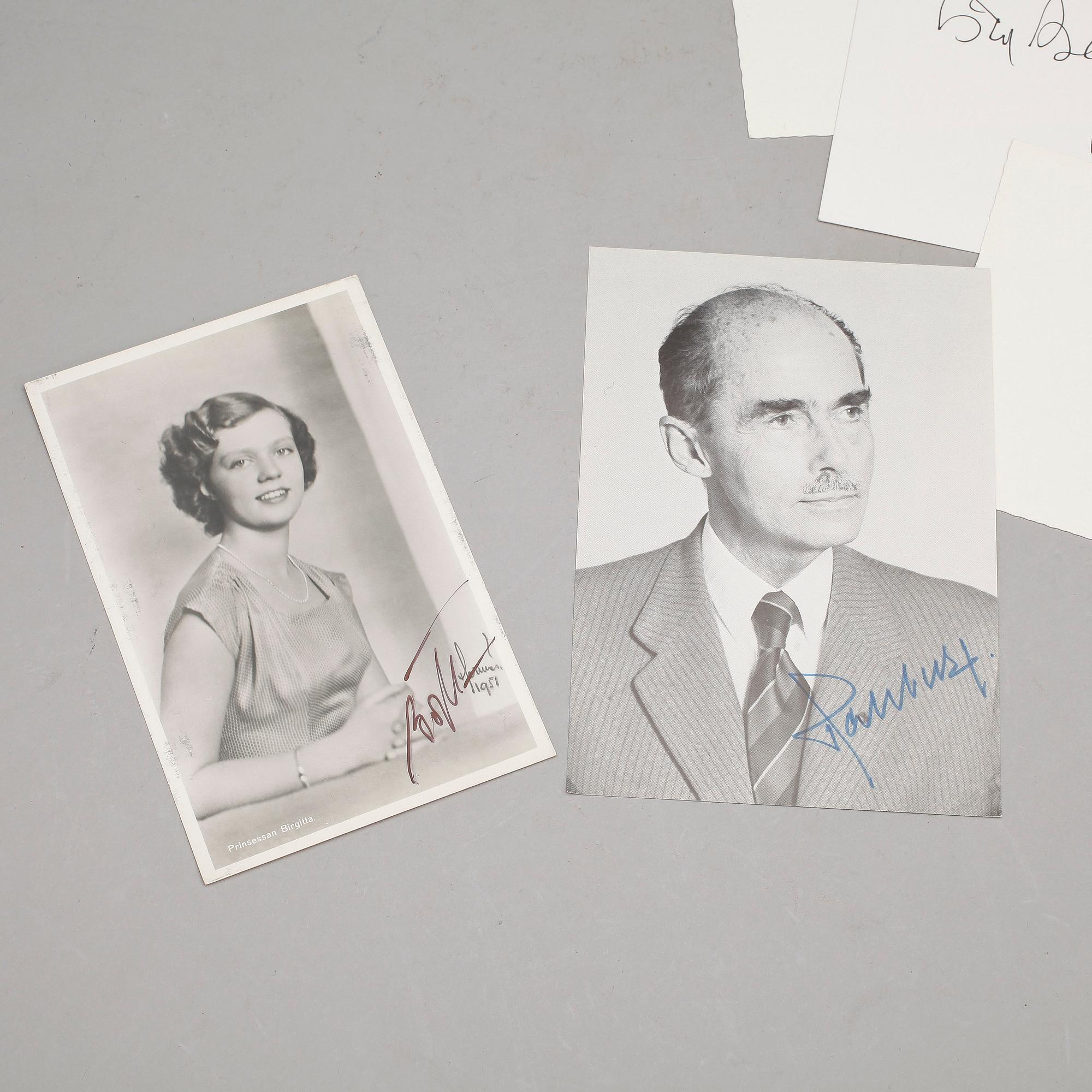 KUNGLIGA AUTOGRAFER, 8 st, bla Dr. Otto von Habsburg på fotoreproduktion, egenhändiga.