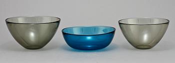 SKÅLAR, 5 st samt ISHINK, glas, "Fuga", Sven Palmqvist, Orrefors, 1900-talets andra hälft.