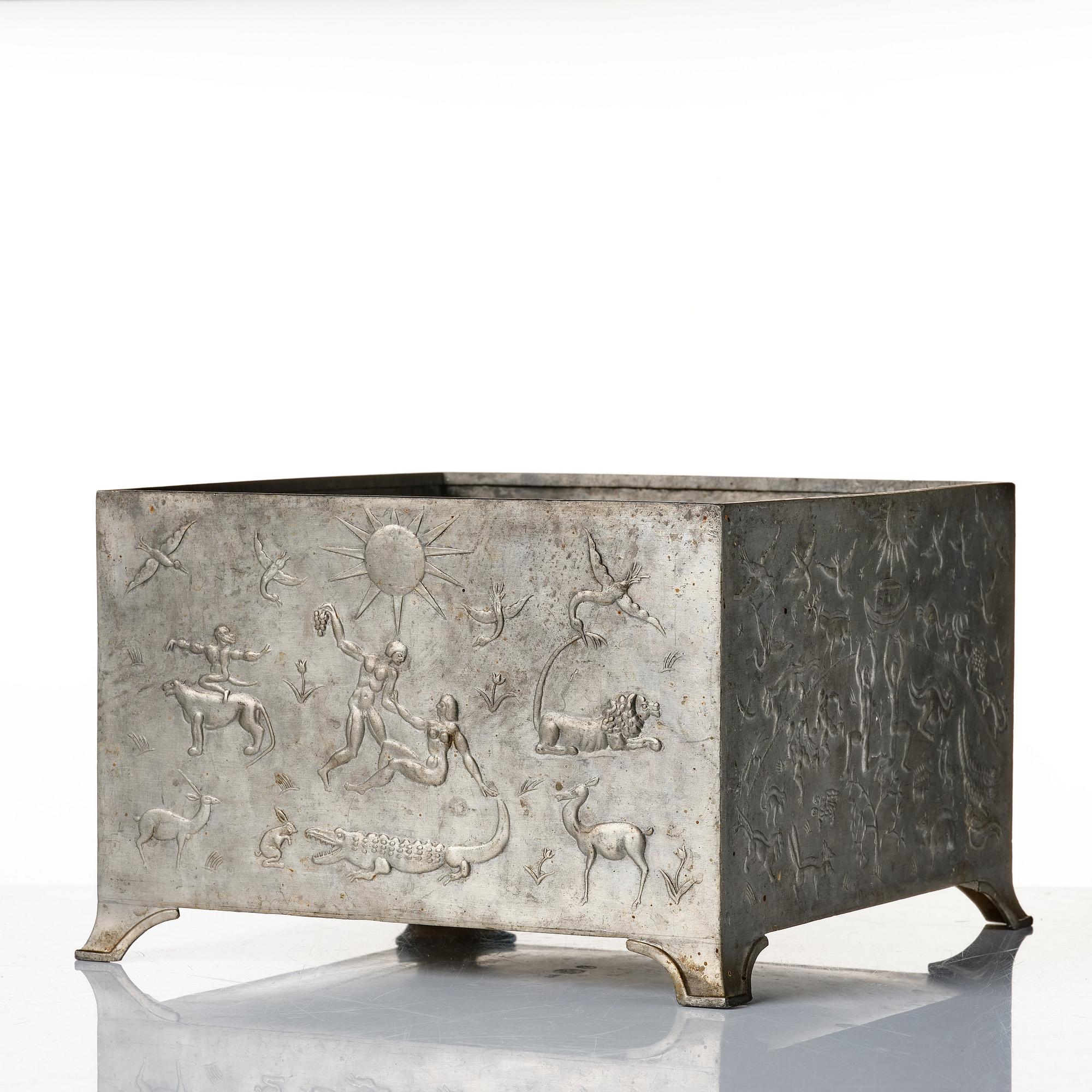 Nils Fougstedt, a pewter jardiniere, Svenskt Tenn, Stockholm, Sweden 1928.