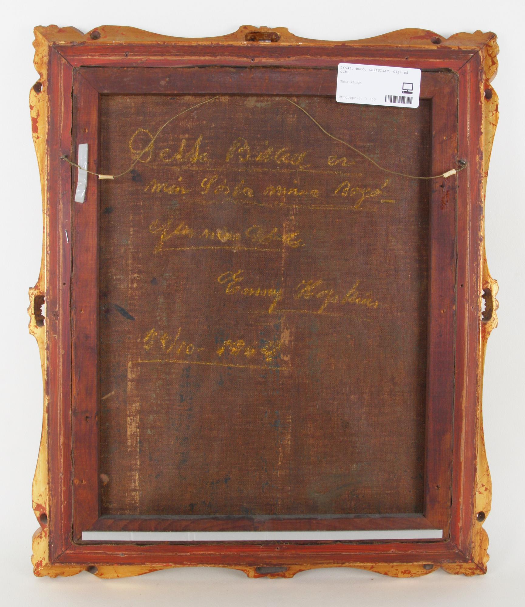 BOGÖ, CHRISTIAN. Olja på duk.