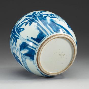 A blue and white jar, Qing dynasty, 18th Century.