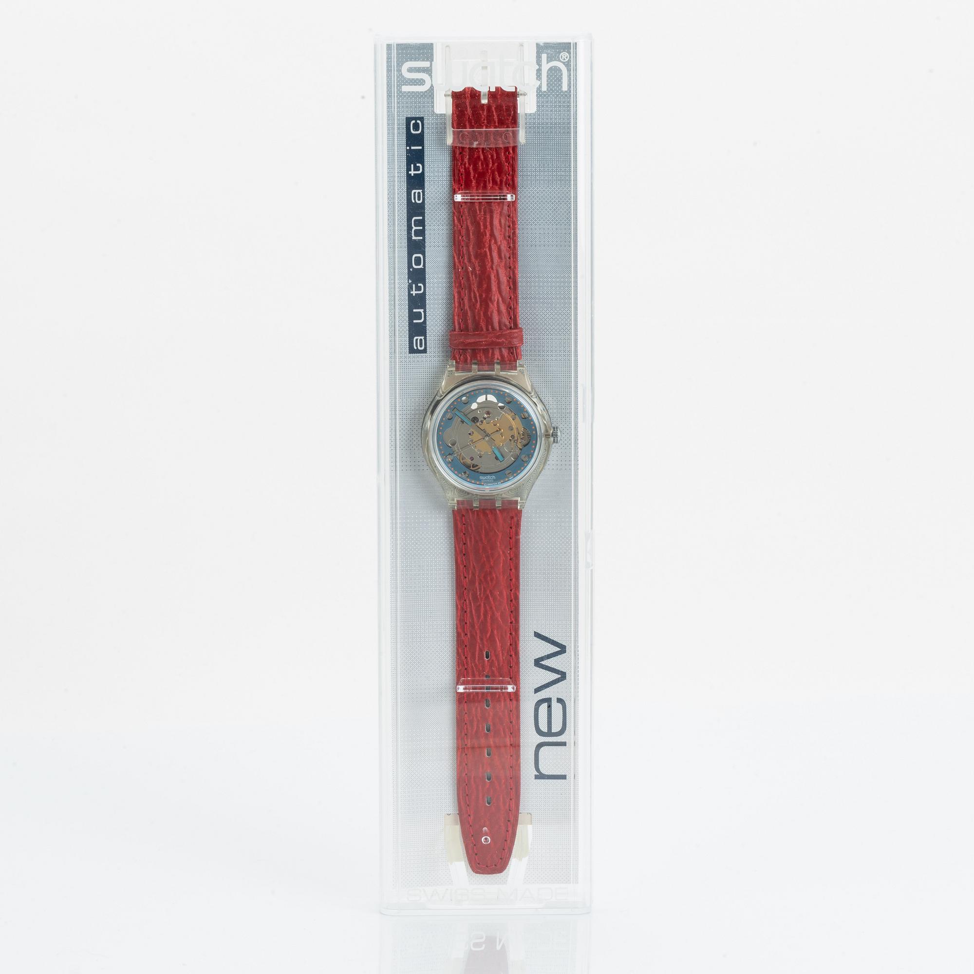 Swatch, Automatic, Red Ahead, wristwatch, 34 mm.