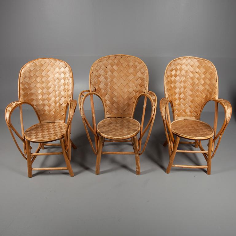 PROVENCE-STOLAR, 3 st, kastanja träd, "Le Corbusier", Pascal Raffier Vannerie, Frankrike 1900-talets slut.