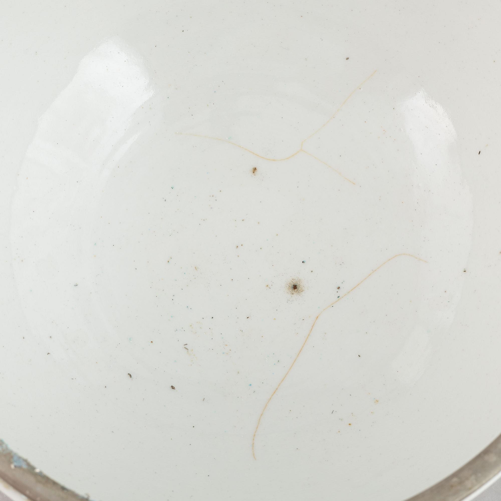 Two crayfish bowls, along with serving utensils and a carafe, late 19th to first half of the 20th Century.