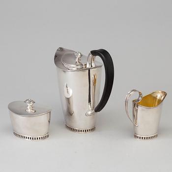 A three parts silver coffee set, by Sven-Arne Gillgren, GAB, Stockholm, 1957.