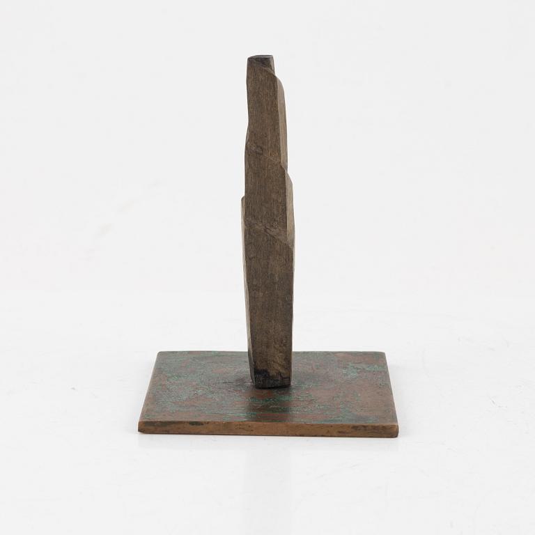 Arne Jones, sculpture, unsigned, wood on a metal base, height 10.5 cm.