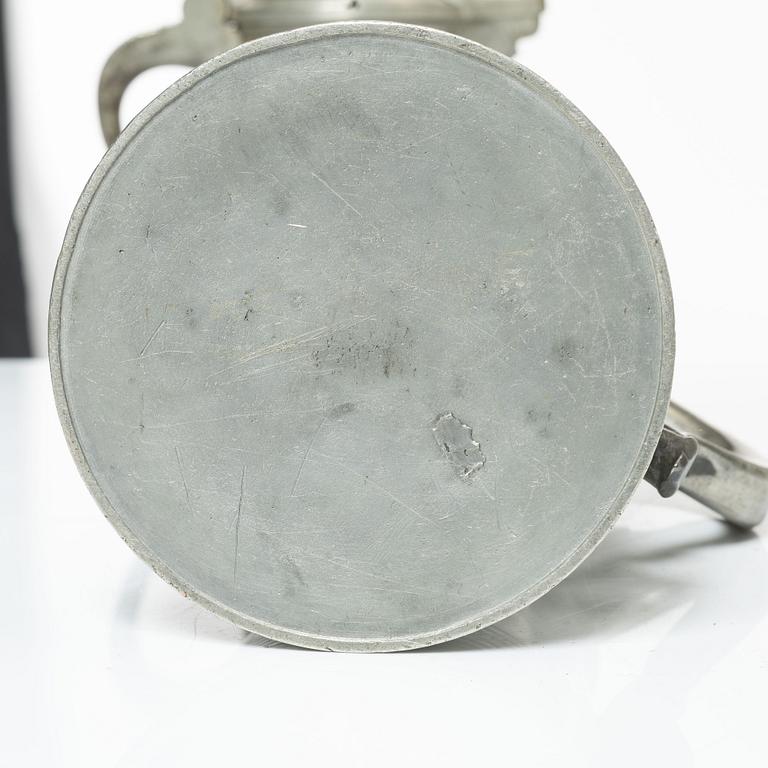A set of three pewter tankars, Nyköping, Sweden, later part 18th century.