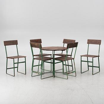 Arthur Lindqvist, a table model 6A and six chairs model No 6, before 1954, Grythyttan.