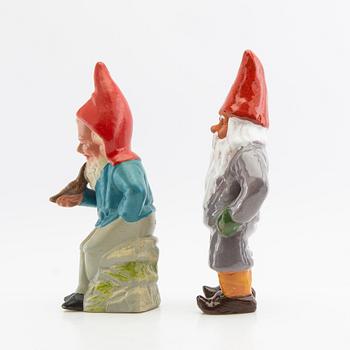 A collection of gnomes 12 pcs mid/late 20th century mostly painted terracotta.