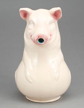 SKINKFAT, troligen Rörstrand, KANNA, i form av gris, Sarreguemines, 1900-talets första kvartal.