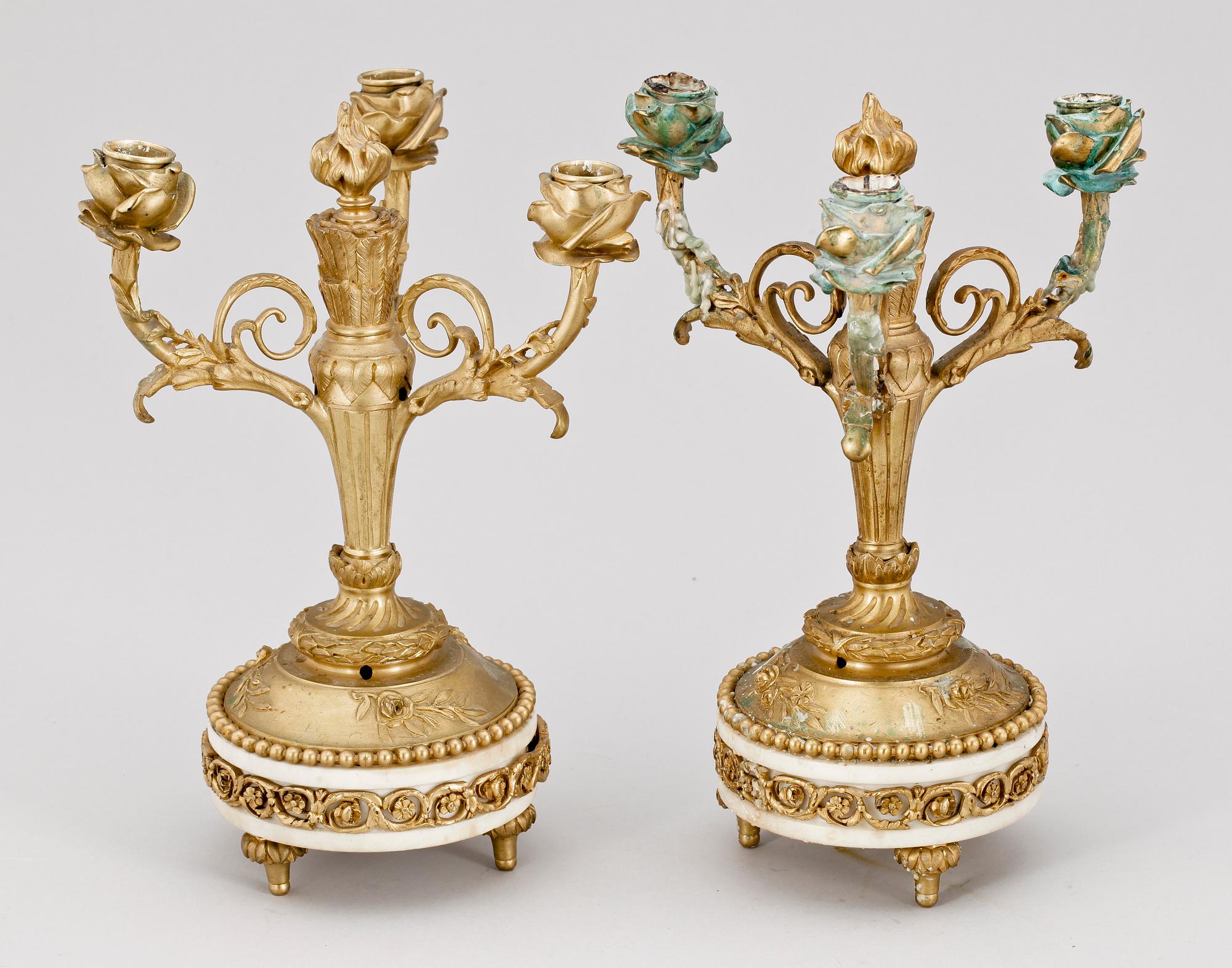 KANDELABRAR, ett par, Louis XVI-stil, 1800-talets slut.