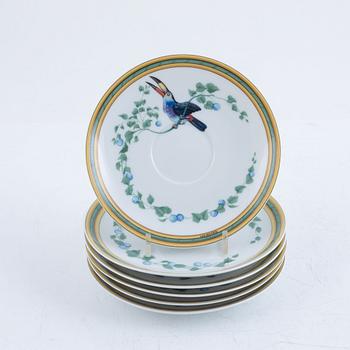 Hermès, "Toucans", service parts, 20 pcs, porcelain, France, 20th century.