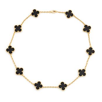 385. Van Cleef & Arpels collier "Alhambra" 18K guld och onyx.