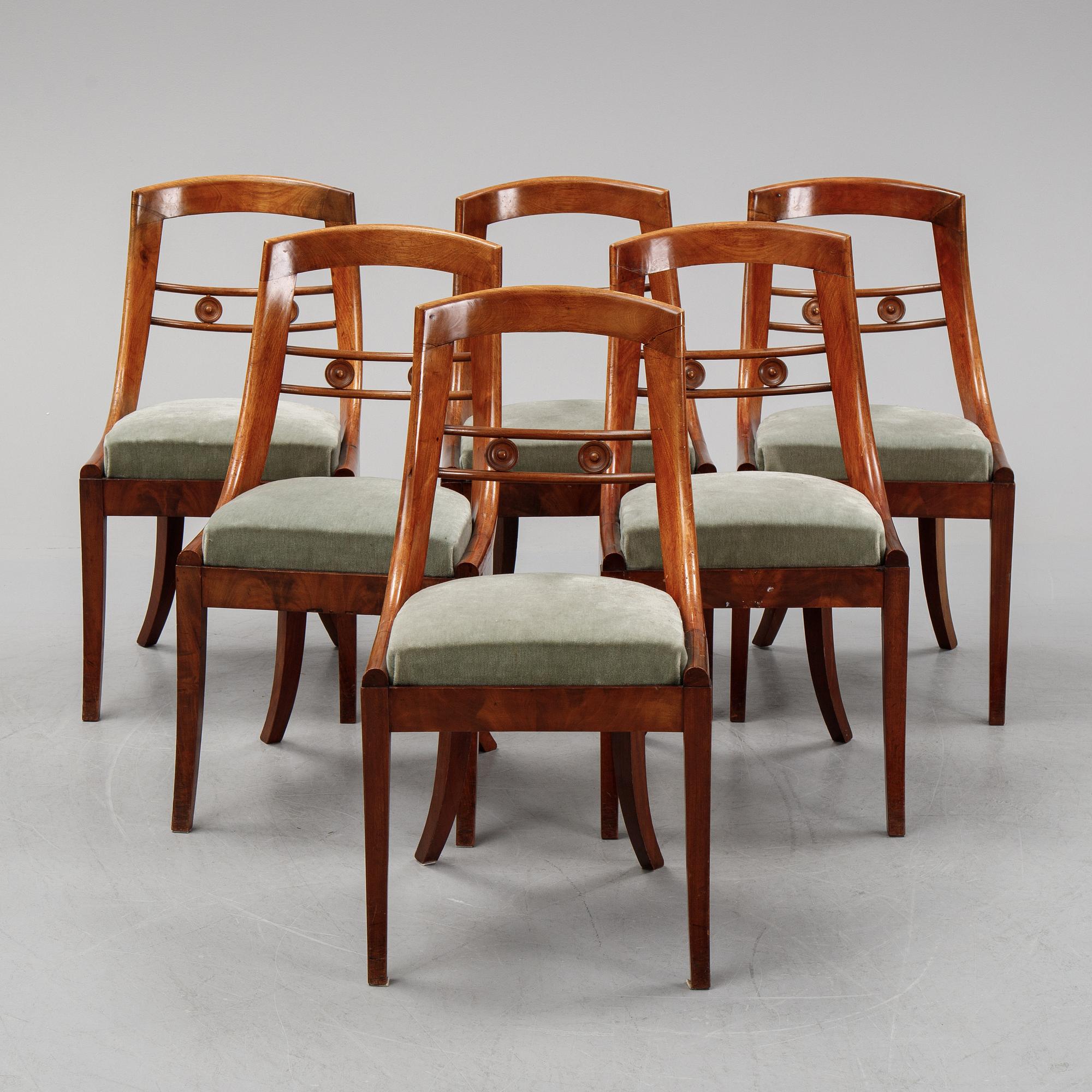 A set of six Empire chairs, first half of the 19th century.