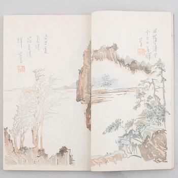 Books with woodblock prints in colours, "Beiping Rong Bao Zhai Shi Jian Pu, Beijing 1952.