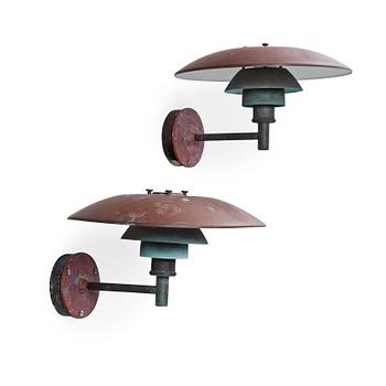 37. A pair of Poul Henningsen 'Model PH' copper wall lights, Louis Poulsen, Denmark.