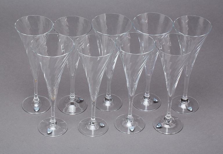 CHAMPAGNEGLAS, 9 st, "Helena", Gunnar Cyrén, Orrefors.