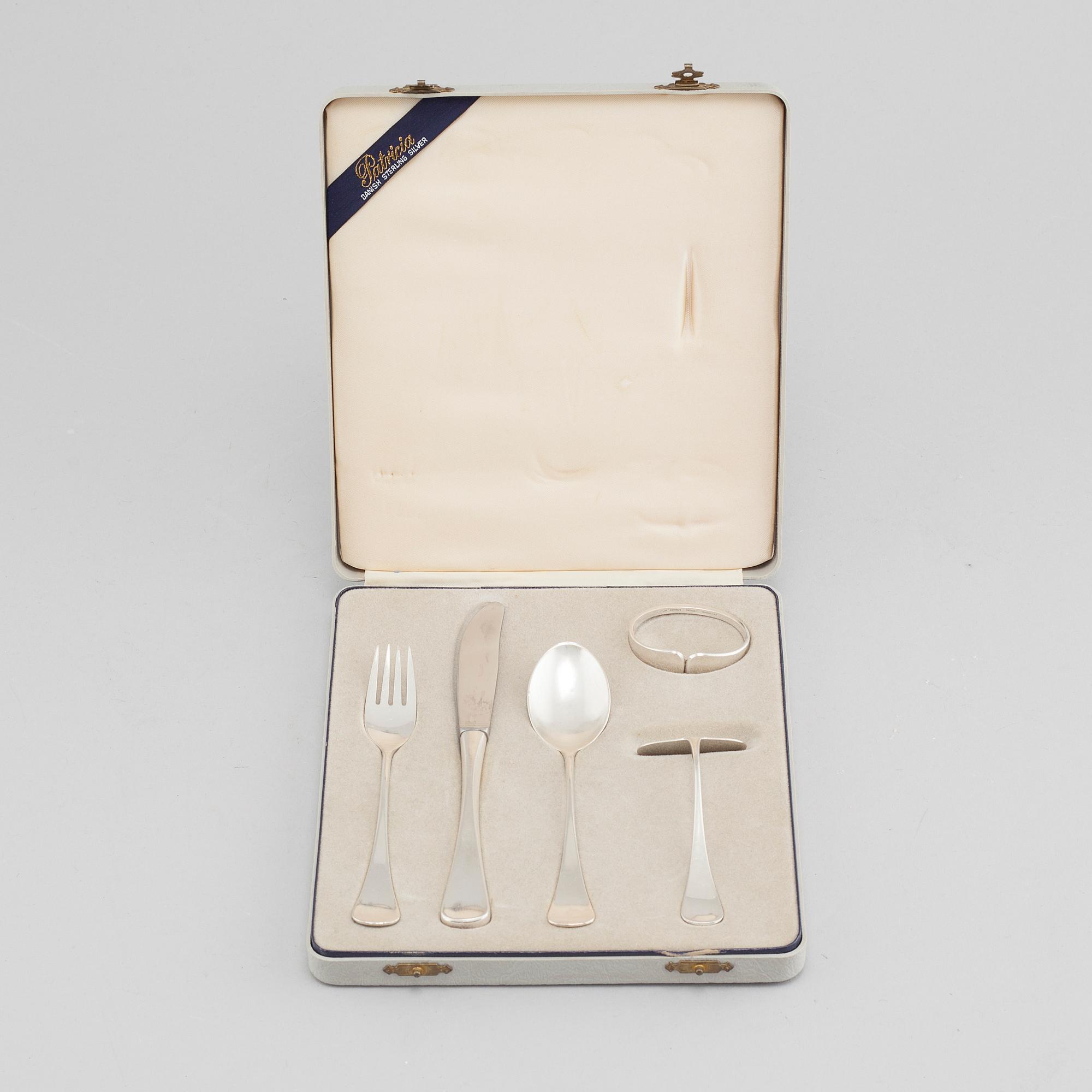 A set of 5 pcs sterling silver cutlery, W&S Sorensen. Denmark. First half of the 20th century.