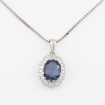 Pendant, Lennart Magnusson, 18K white gold with sapphire and brilliant-cut diamonds, chain 18K white gold included.