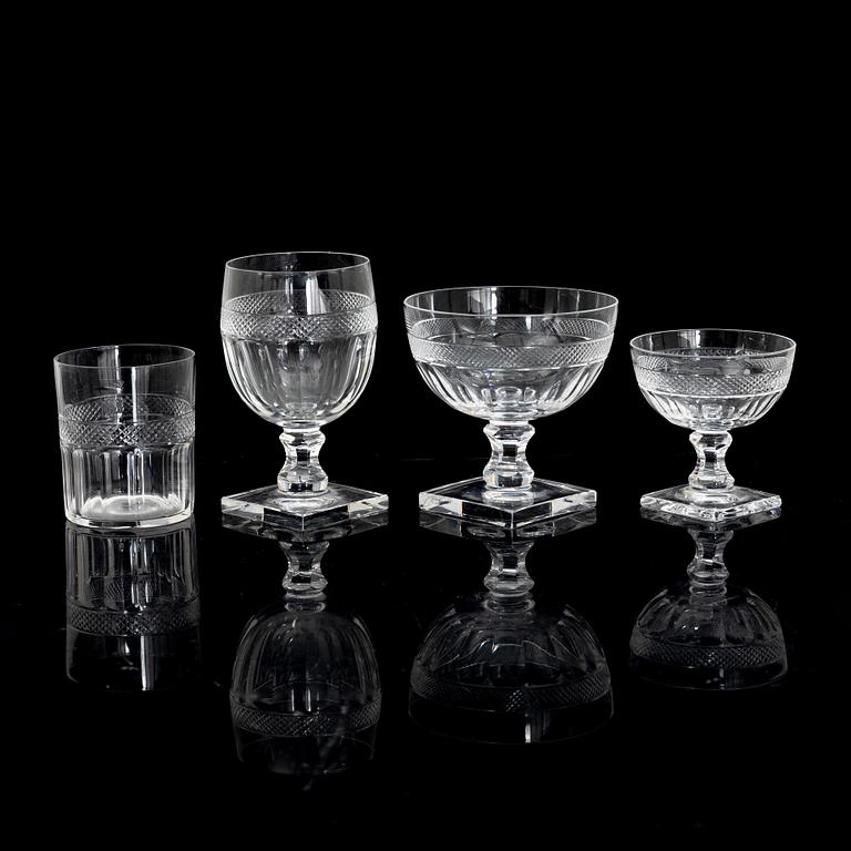 Elis Bergh, possibly, a 45-piece "Sparre" glass service, Kosta, Sweden.