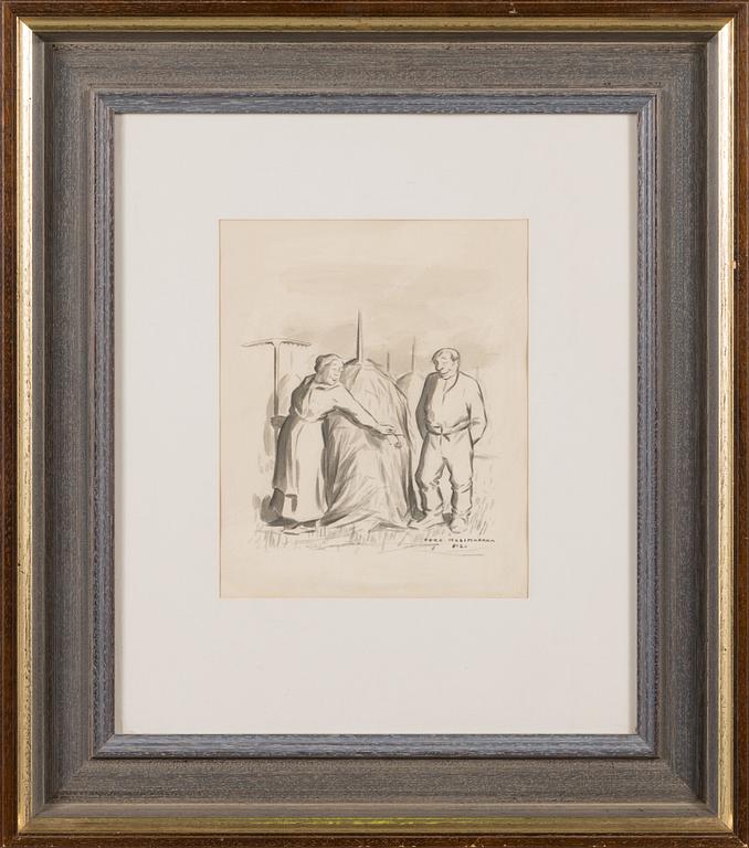 EERO NELIMARKKA, tussilaveeraus, signeerattu ja päivätty 1920.