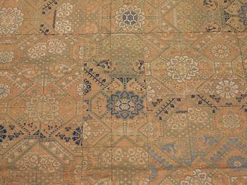 A patchwork blanket with Japanese silk brocade, Meiji period (1868-1912).