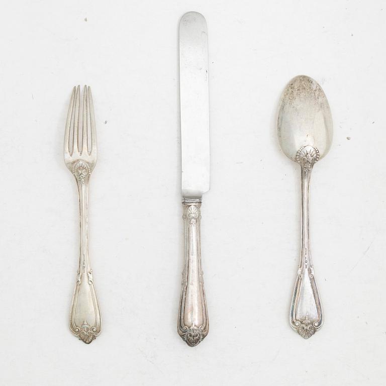 Bestickuppsättning, 25 delar, silver, modell "Greque", Lars Larsson & Co, Göteborg 1874.